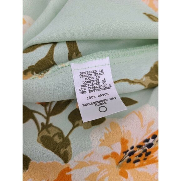 New Flynn Skye Bardot Maxi Dress Womens M Mint Gatherings Slit Rayon Green Flora - Picture 7 of 7